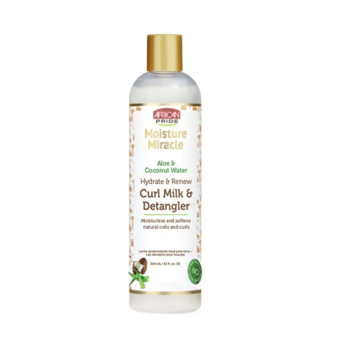 African pride moisture miracle aloe & coconut water curl milk & detangler 354ml