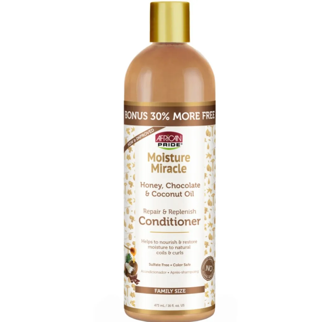 African Pride Moisture Miracle Honey, Chocolate & Coconut Oil Conditioner-16oz