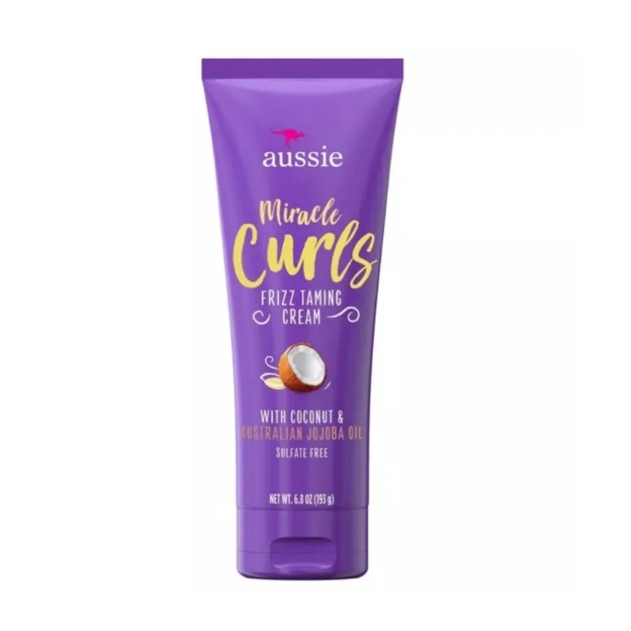 Aussie Miracle Curls Frizz Taming Curl Cream with Coconut & Jojoba-6.8oz
