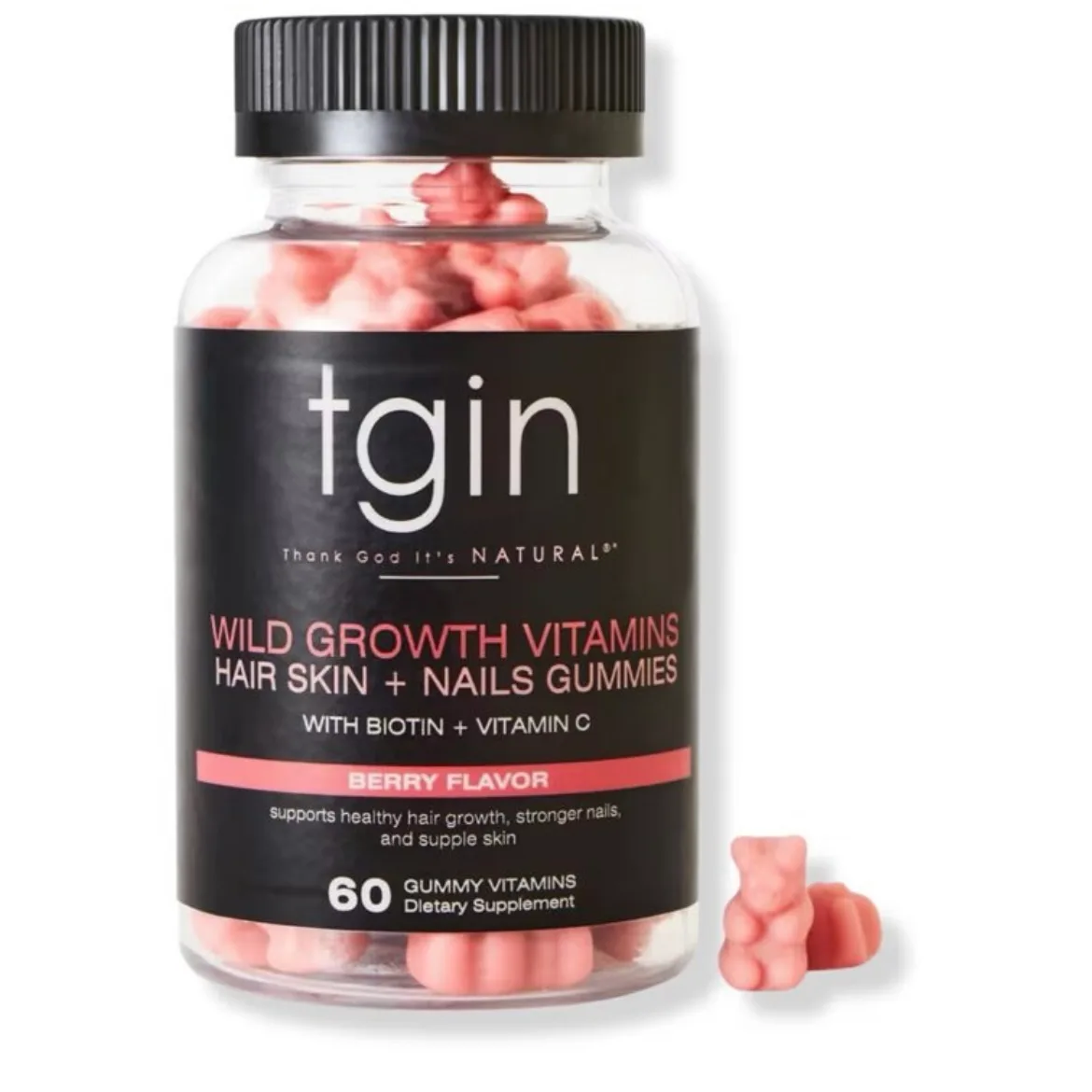 Tgin Wild Growth Vitamins, Hair, Skin + Nail Gummies