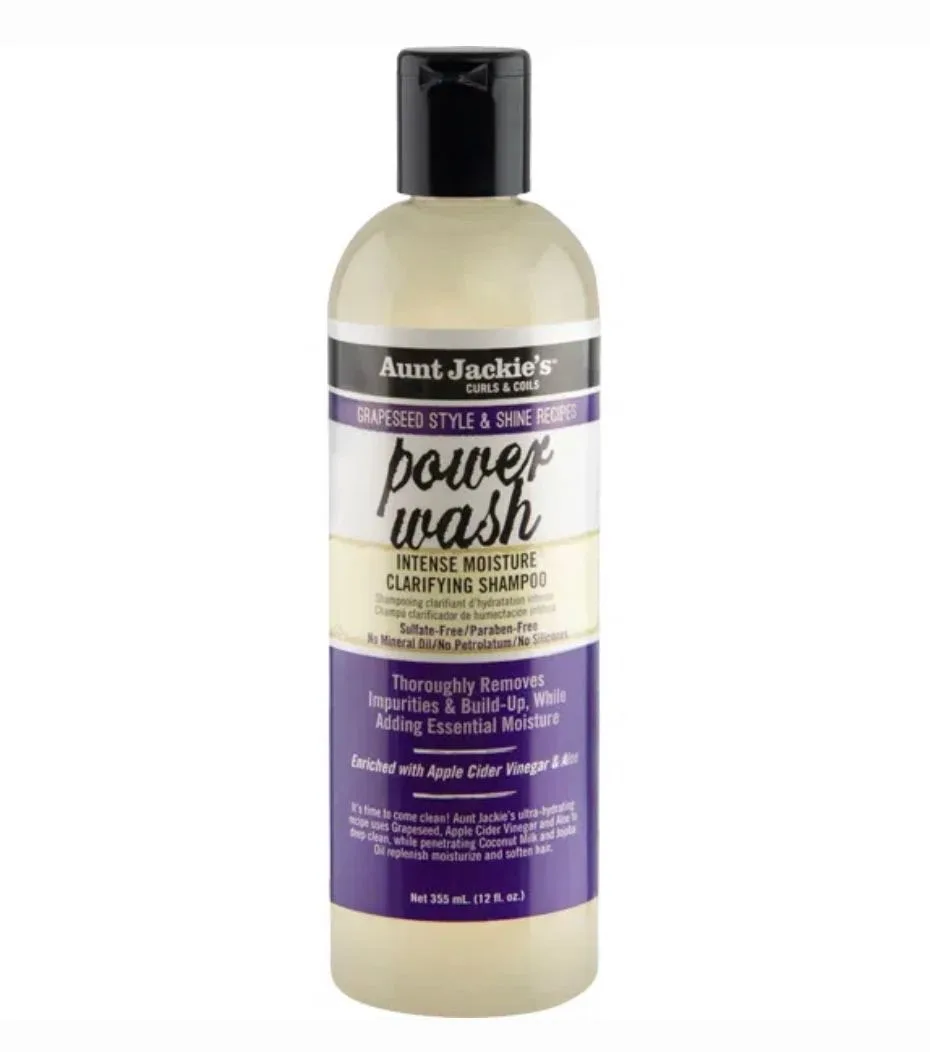 Aunt jackies's grapeseed power wash intense moisture clarifying shampoo- 12oz