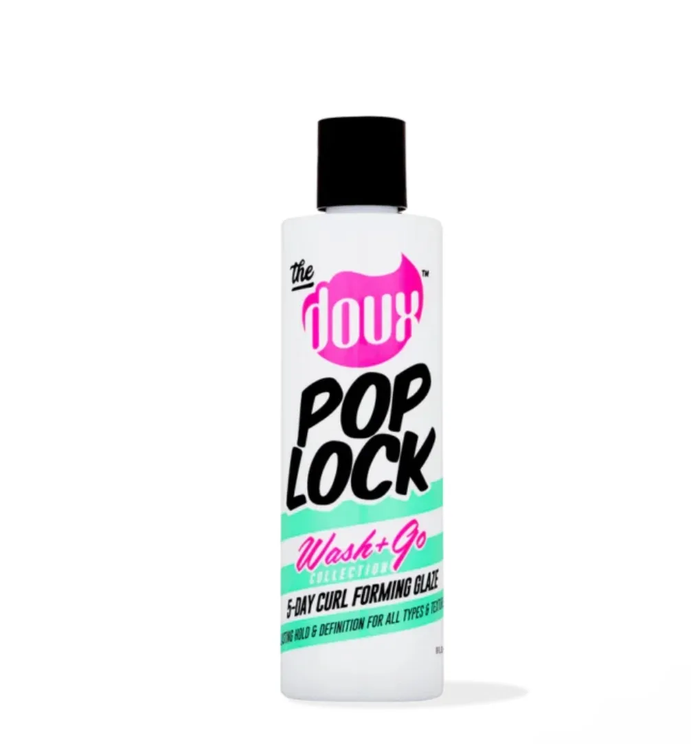 The doux pop lock wash + go 5-day curl forming glaze `