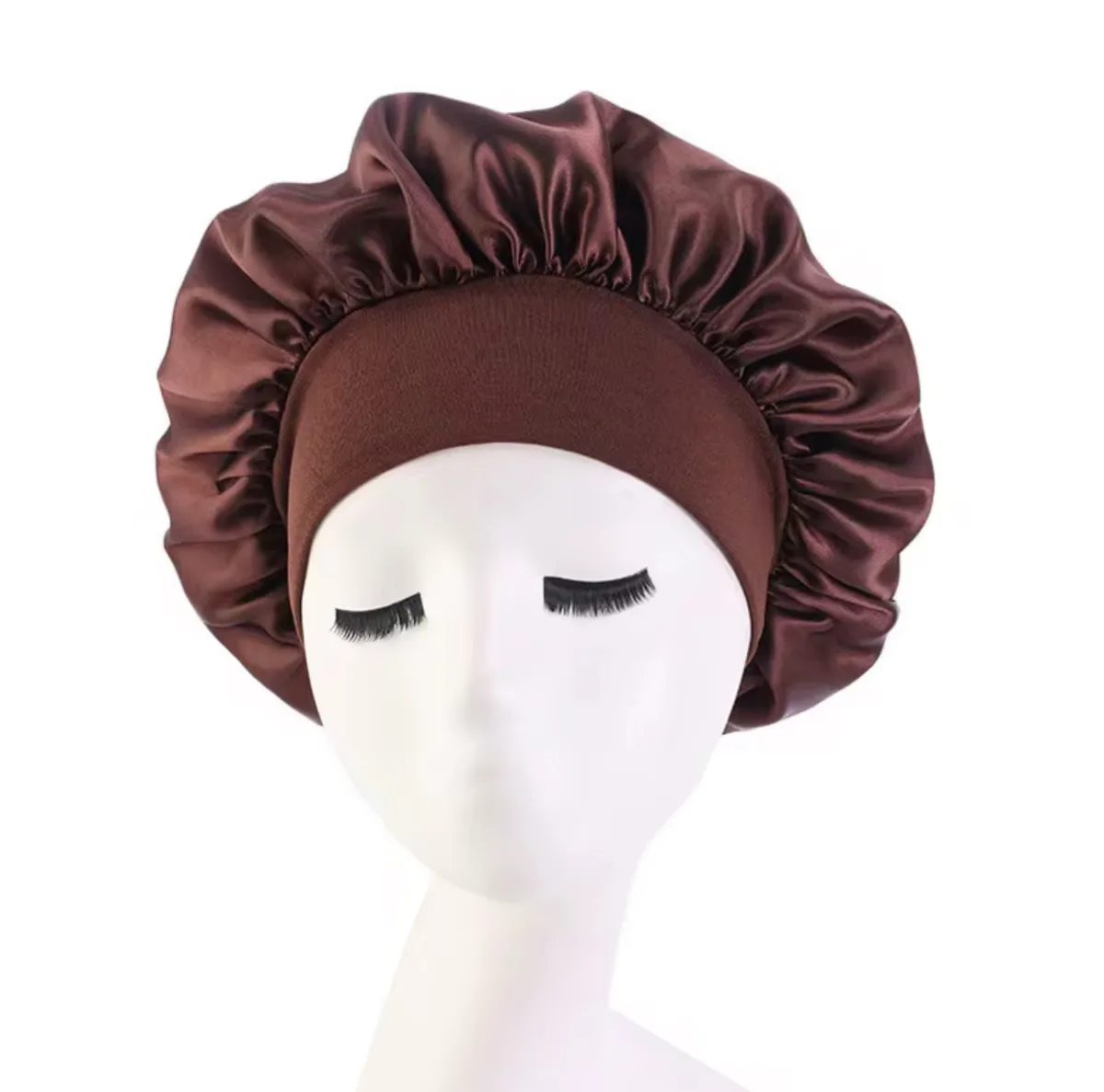 Banded Satin Bonnet - Dark Brown