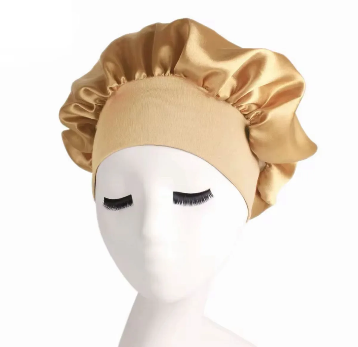 Banded Satin Bonnet - Champagne
