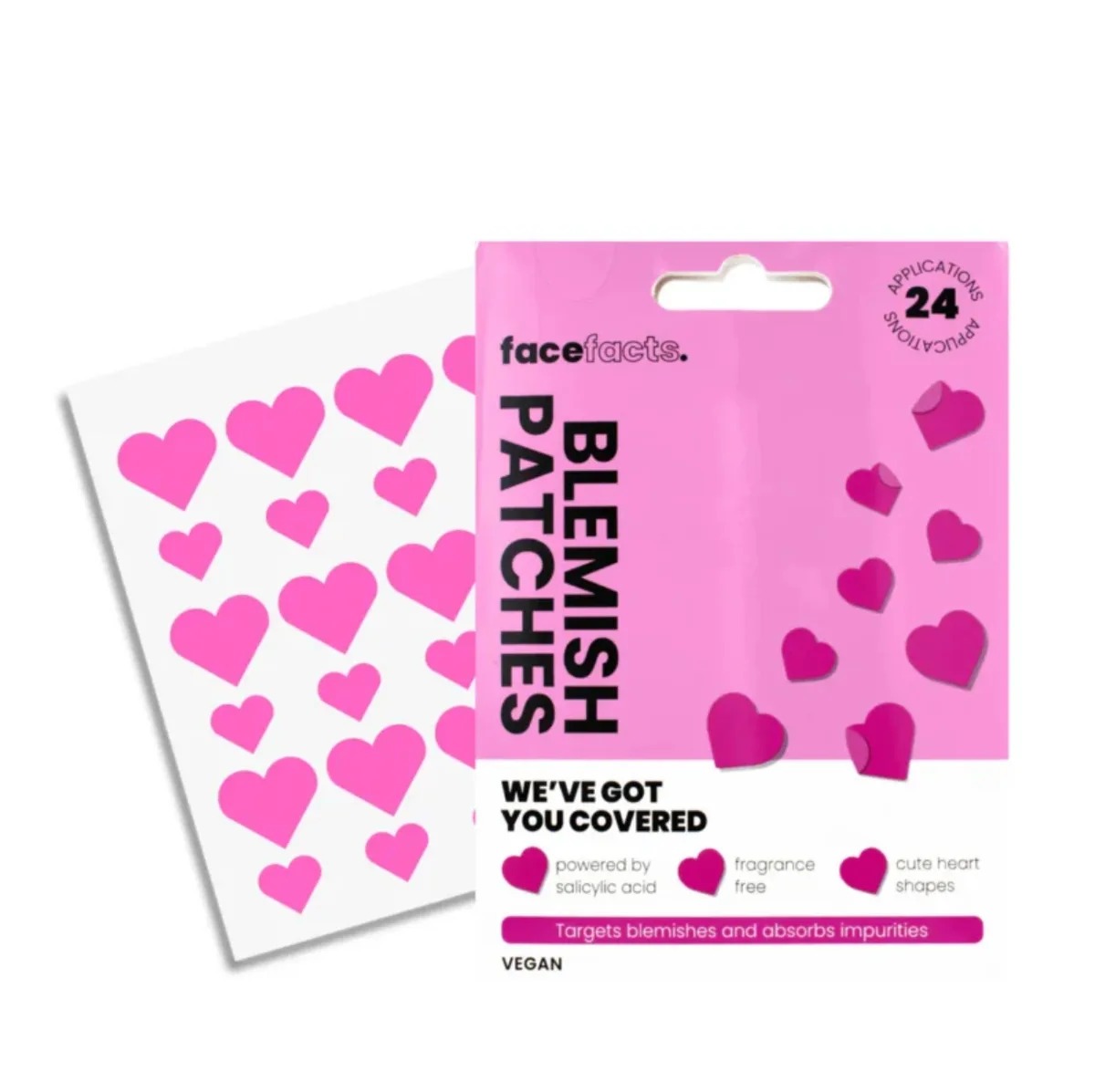 Face facts hydrocolloid blemish patches - hearts 24ct