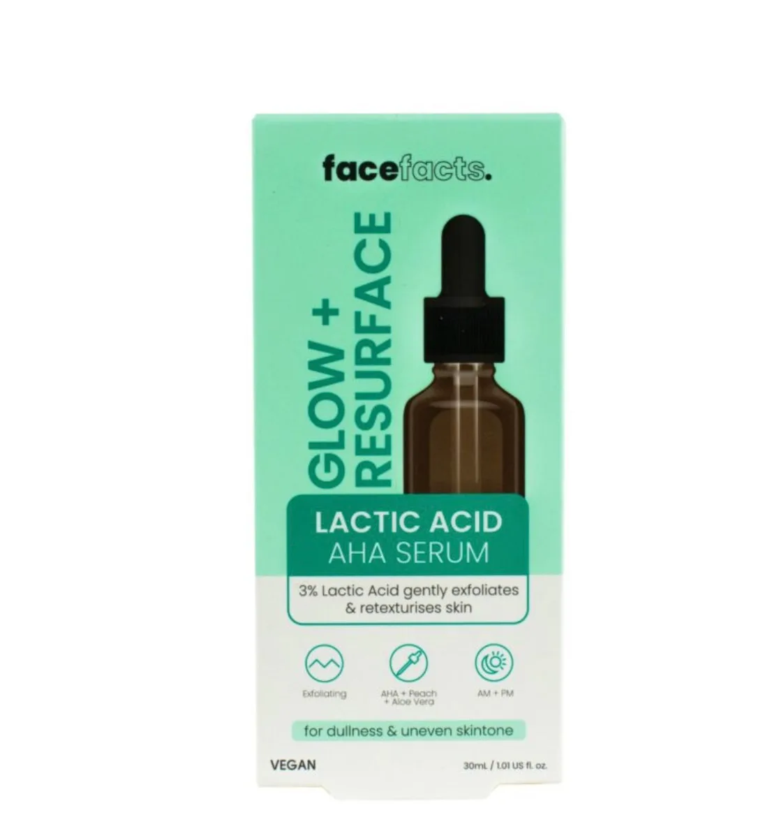 Face Facts Glow & Resurface Lactic Acid AHA Serum, 30ml