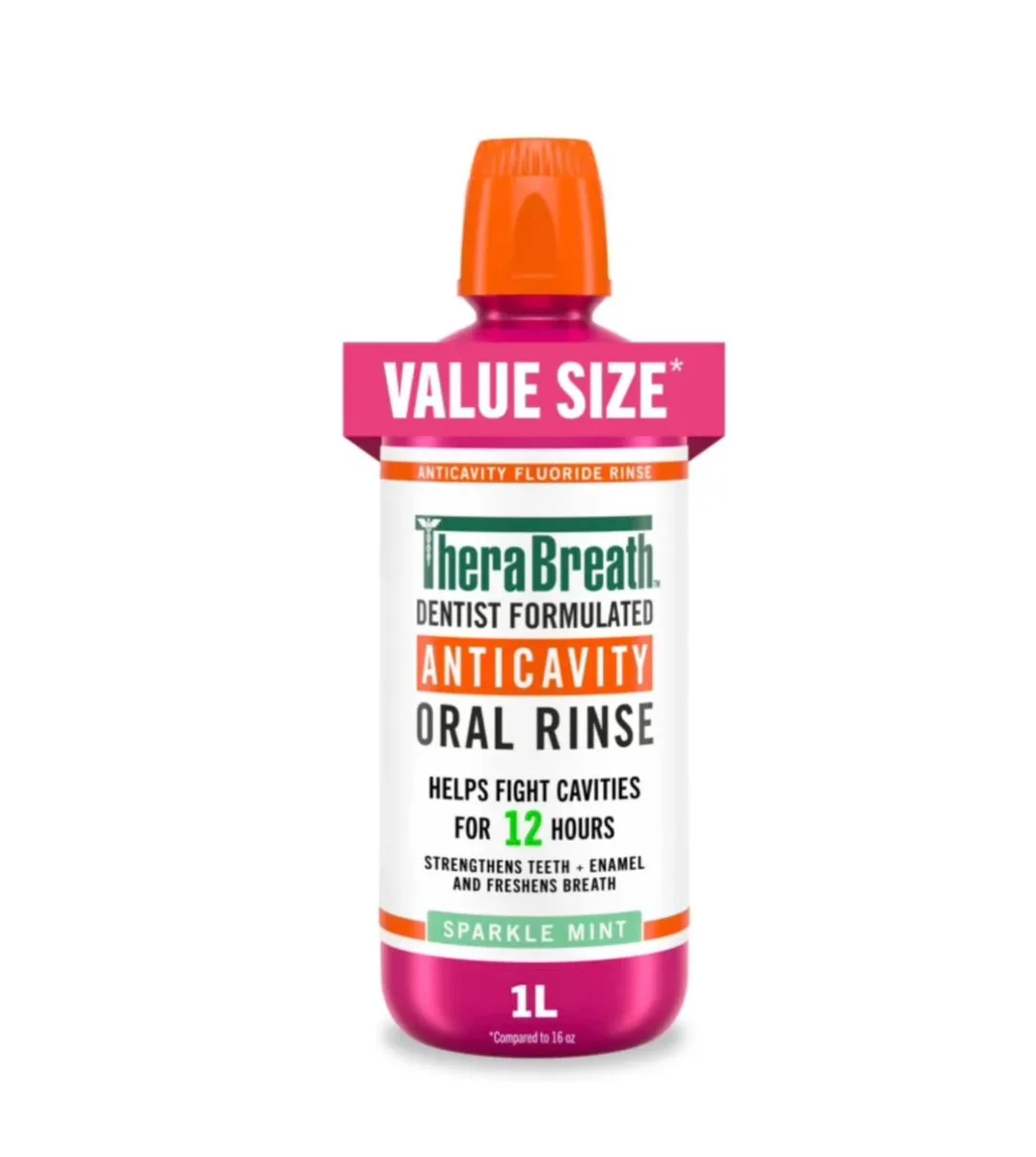 Therabreath Anticavity Oral Rinse – Sparkling Mint, 1 Litre