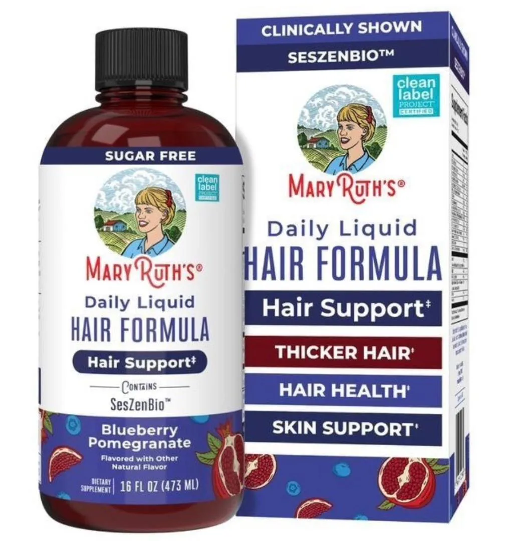Mary Ruth's Daily Liquid Hair formula + SesZenBio - Blueberry Pomegranate flavor - 22oz/650ml