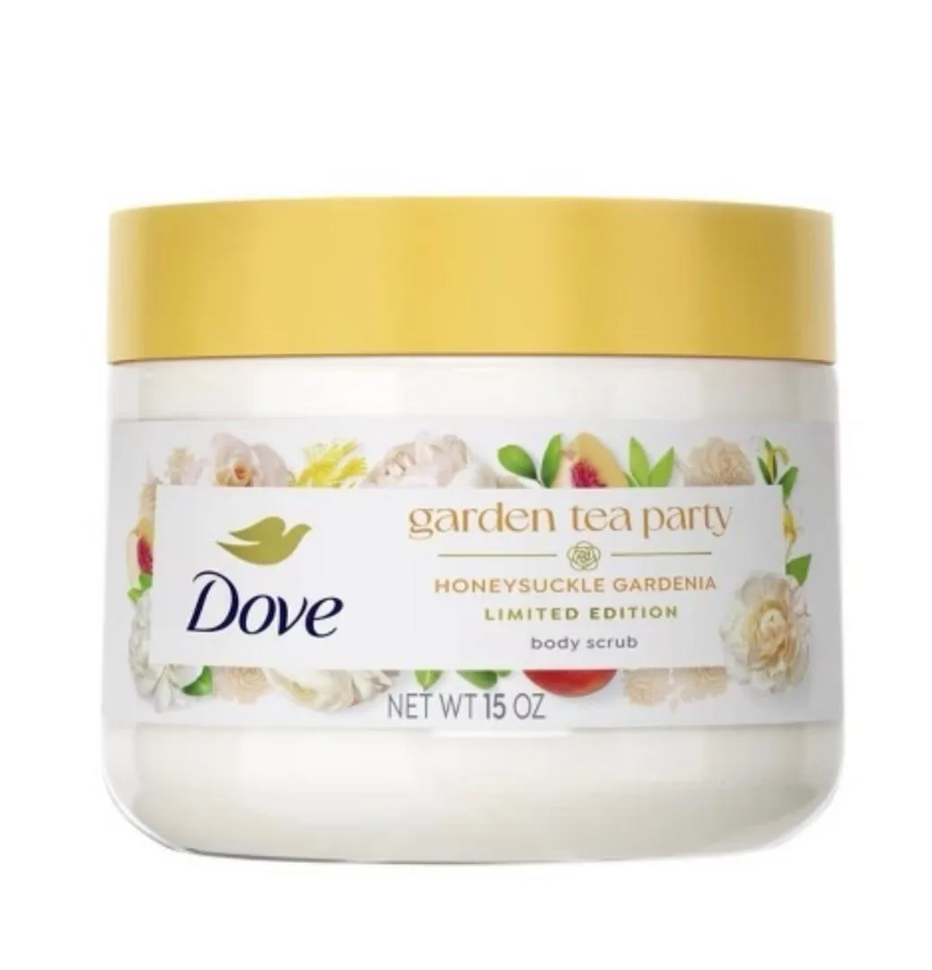 Dove Beauty Garden Tea Party Body Scrub – Honeysuckle Gardenia – Limited Edition – 15oz