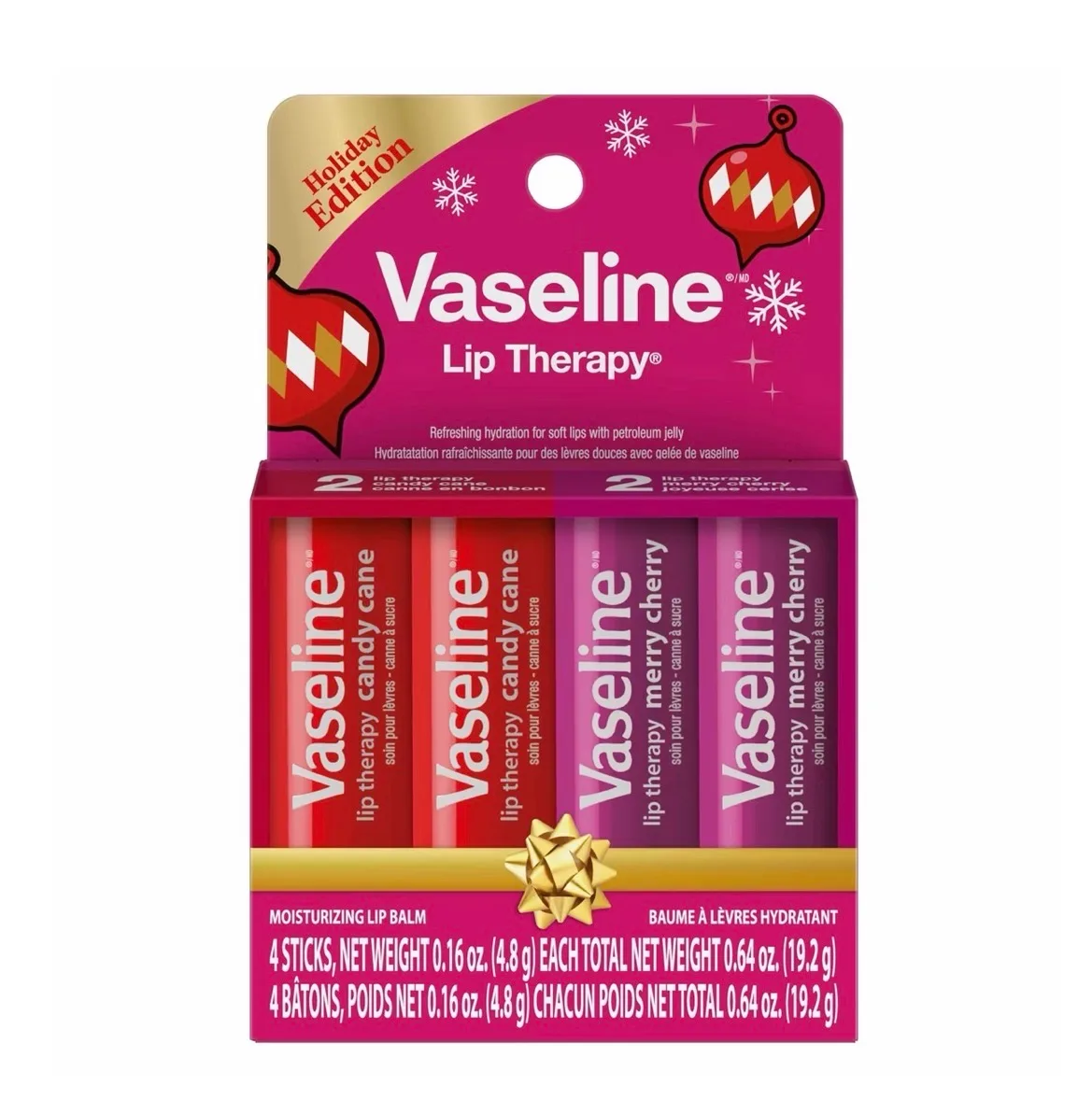 Vaseline Holiday Limited Edition Lip Therapy Stick – Flavors Collection – 4pk