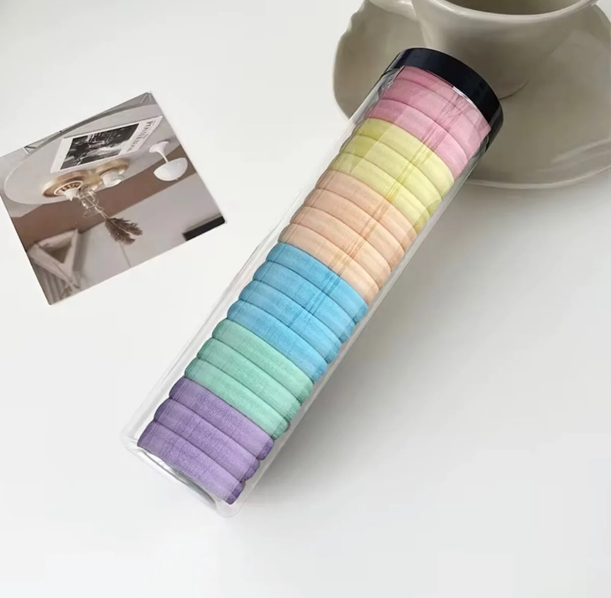 Cotton elastic hair ties long tube -20ties- pastel mix