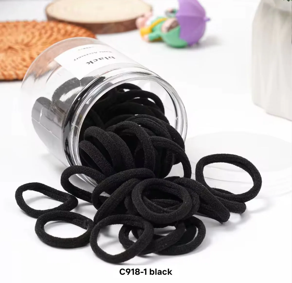 Cotton elastic hair ties - noir basics