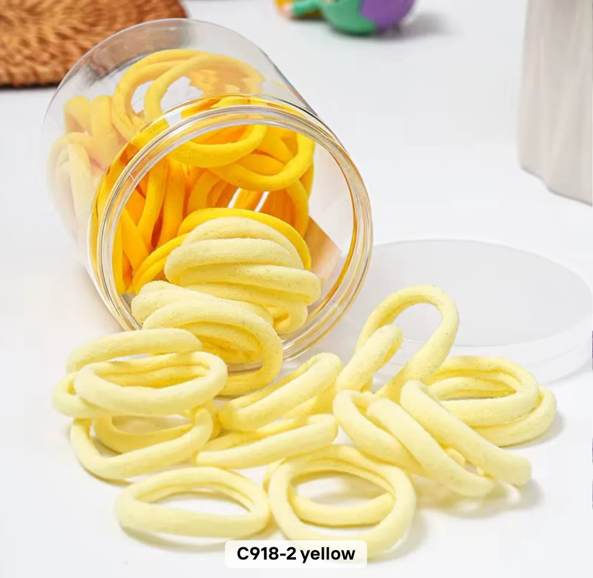 Cotton elastic hair ties - sunburst yellow
