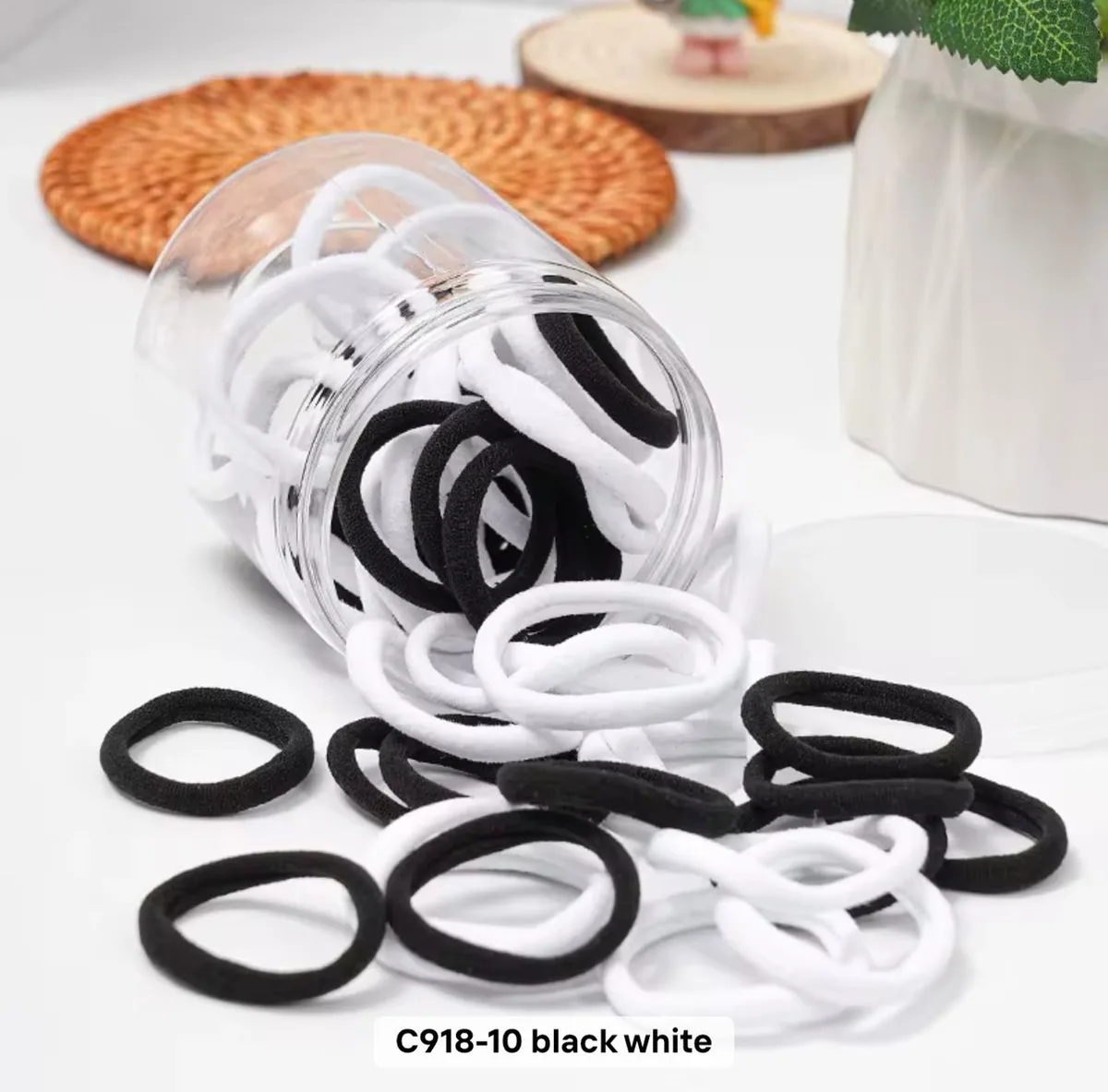 Cotton elastic hair ties - Monochrome