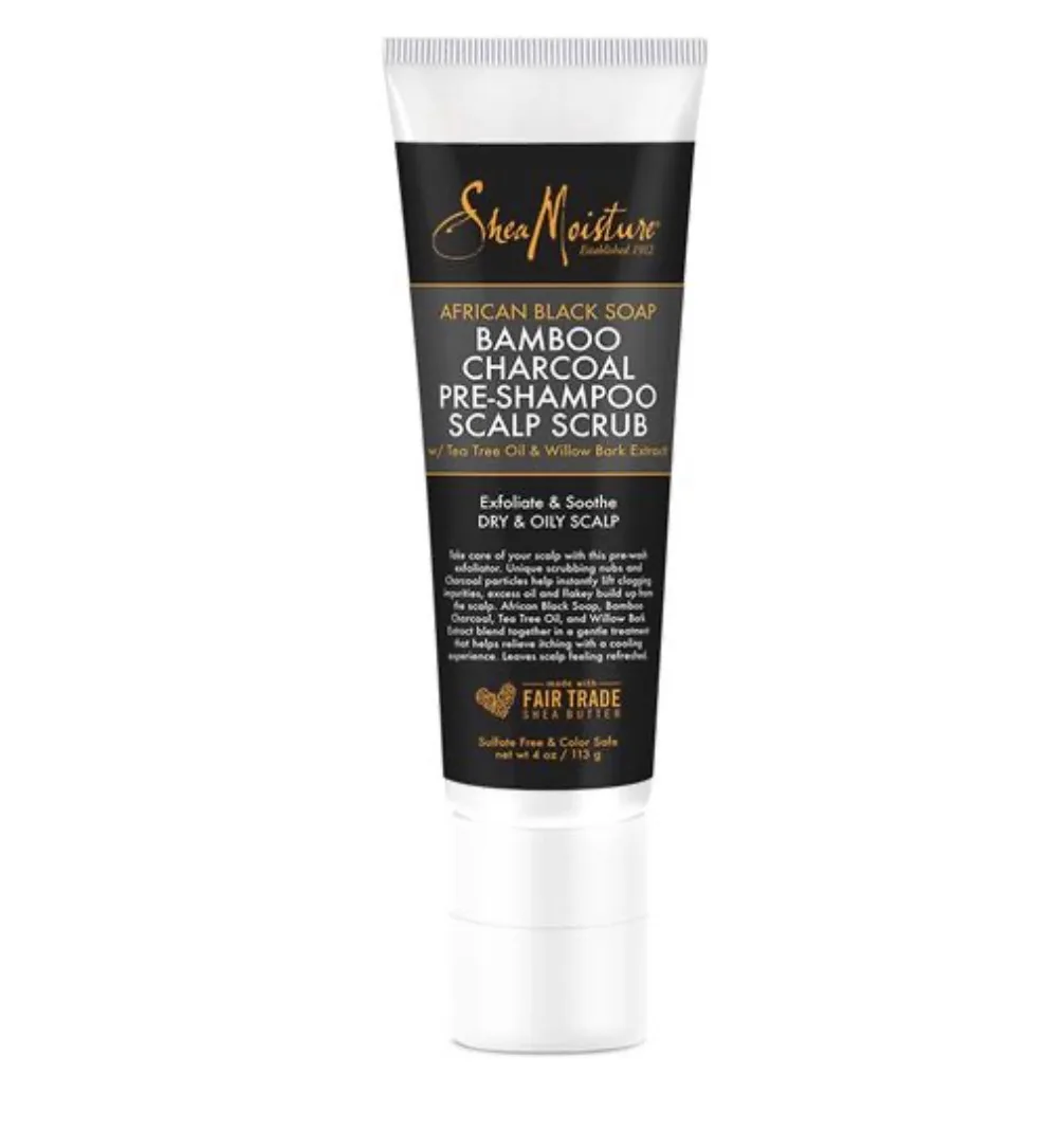 SheaMoisture African Black Soap Bamboo Charcoal Pre-Shampoo Scalp Scrub – 4oz