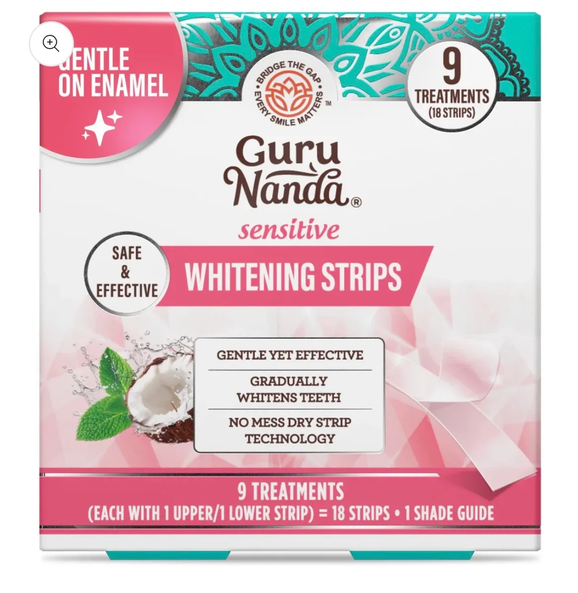 Guru Nanda Sensitive Teeth Whitening Strips - 18 Strips (9 Treatments)