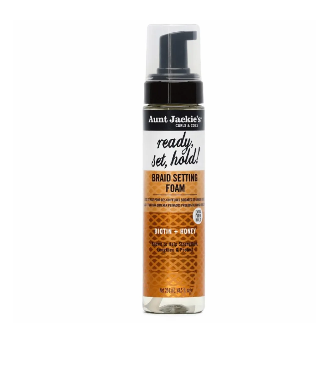 Aunt Jackie's Biotin + Honey Ready,Set,Hold Braid Setting Foam-8oz