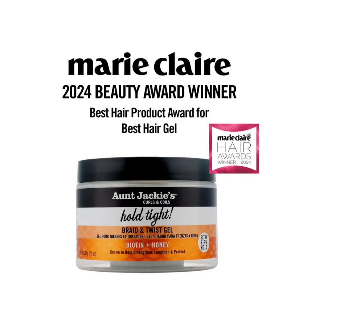 Aunt Jackie's Hold tight! Braid and twist gel with extra firm hold -7.5oz
