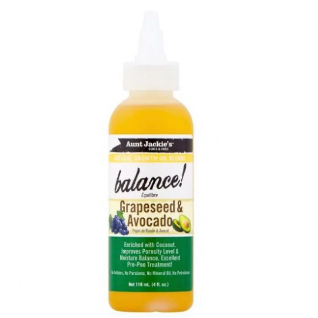 Aunt Jackie's Balance! Grapeseed & Avocado natural growth oil-4oz
