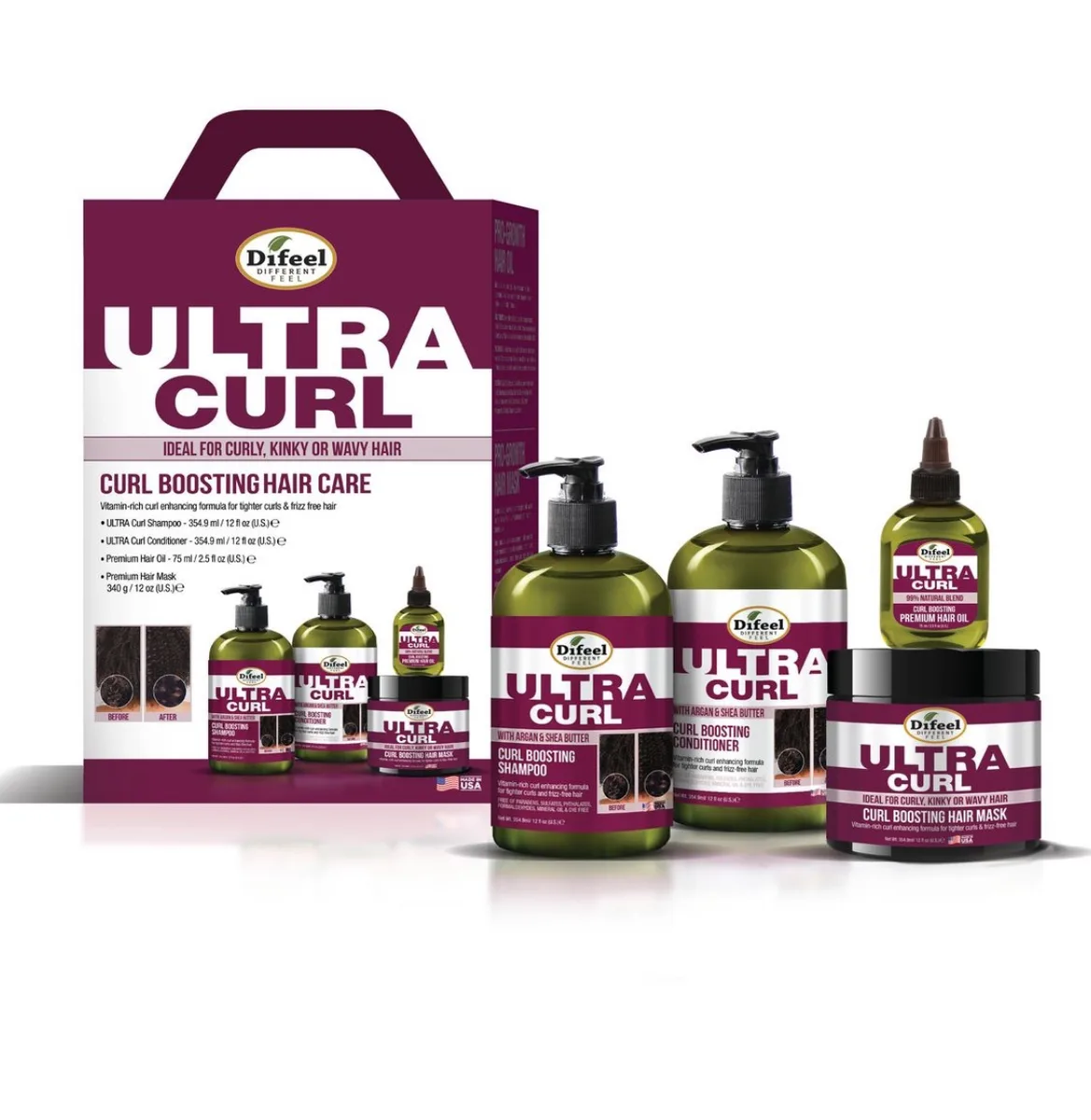 Difeel ultra curl hair growth set of 4