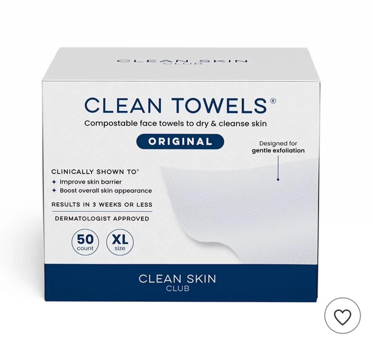 Clean Skin Club Disposable Face Towel for Improved Skin - XL - 50ct